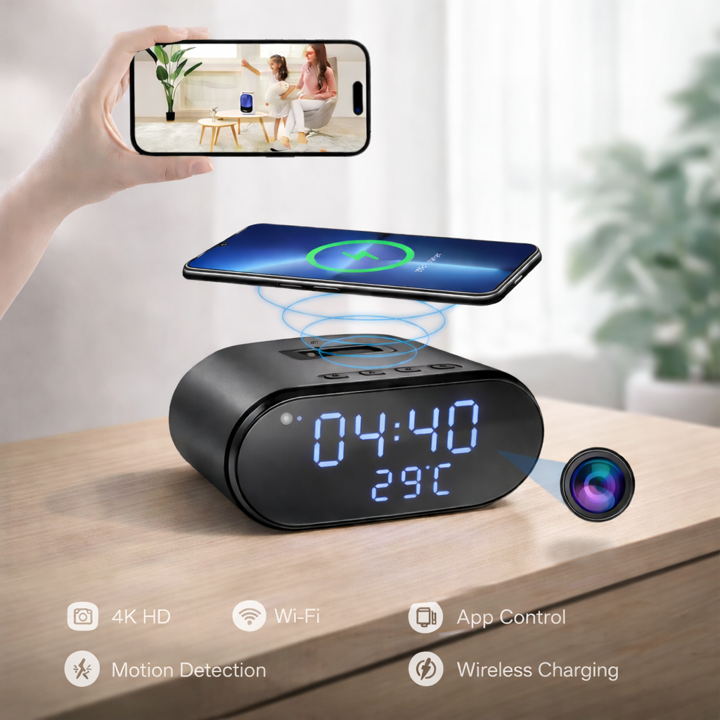 Clock Security Camera (4K WiFi, Motion Detection)