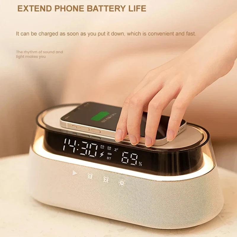 Smart Alarm Clock with Wireless Charging & Bluetooth Speaker