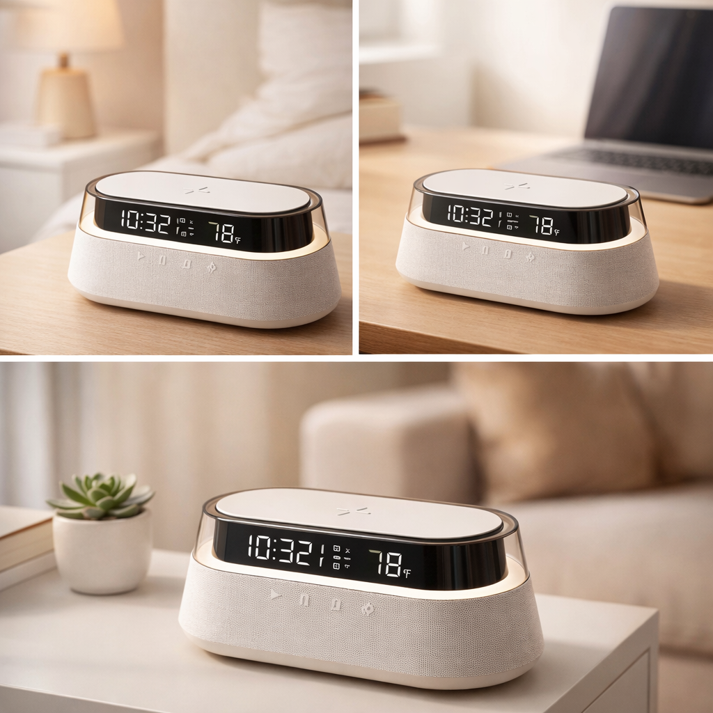 Smart Alarm Clock with Wireless Charging & Bluetooth Speaker