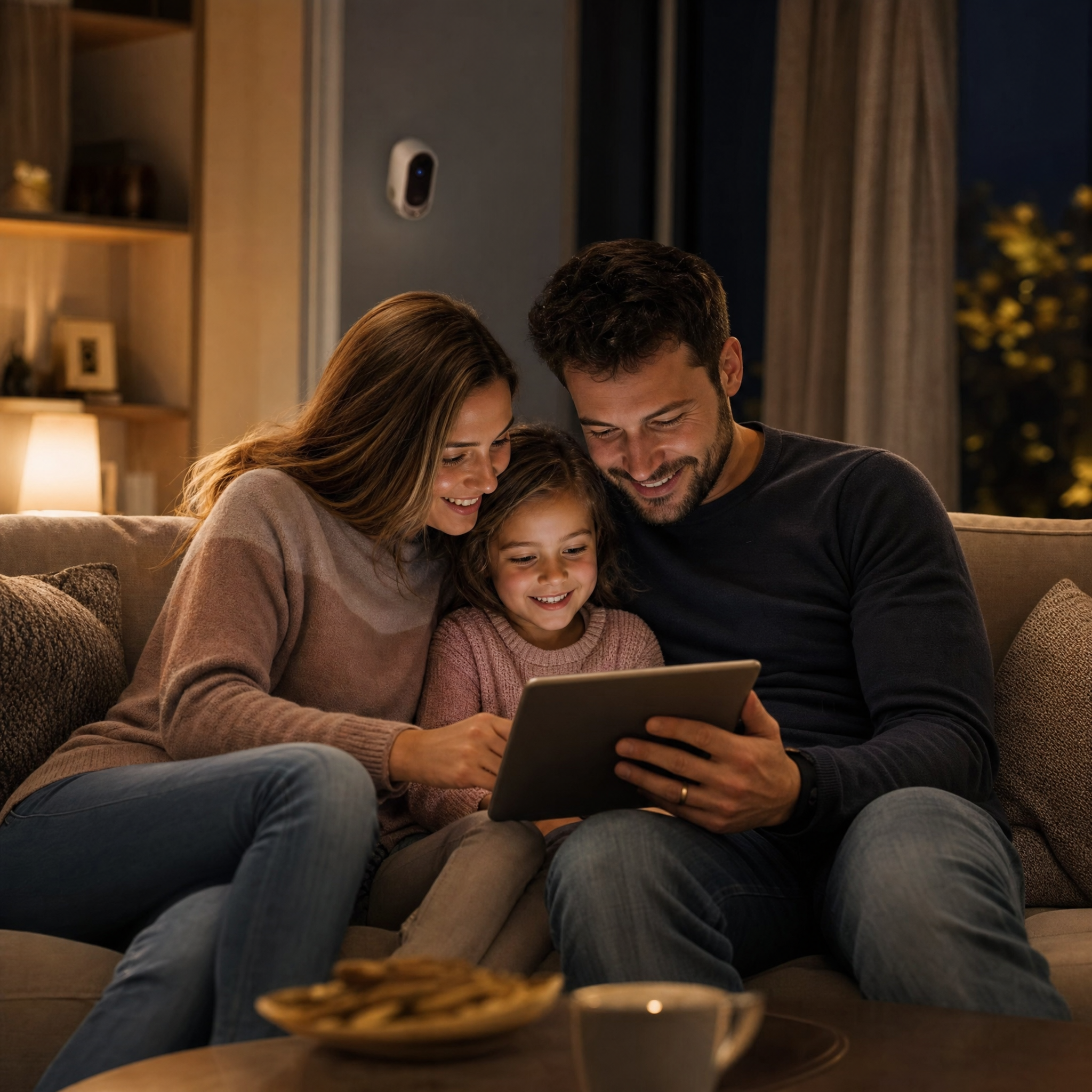 Family using Entenria smart home security